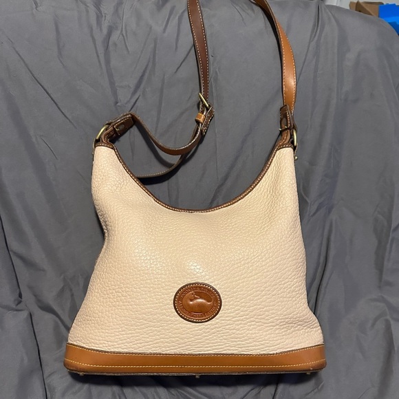 Dooney & Bourke Beige and Brown Leather Shoulder Bag - Picture 2 of 4